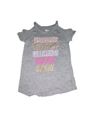 Epic Threads Girls Cold Shoulder Graphic T-Shirt-Gray-Size Large-NWT